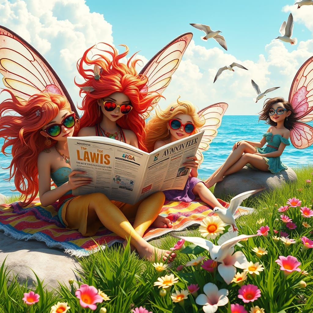 Surreal Bohemian Fairies Bask in Seaside Sunlight with Vibra...