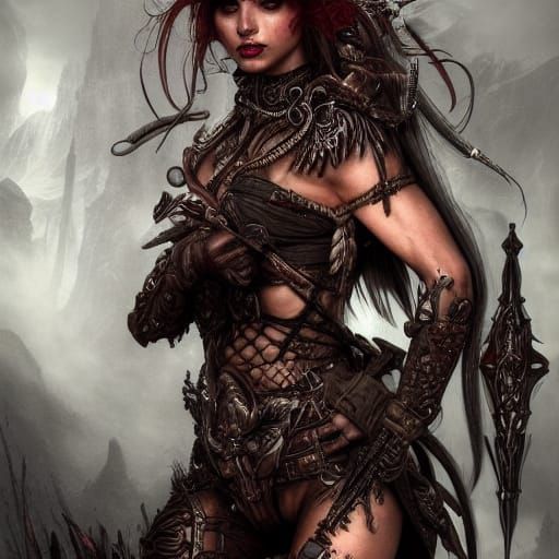 Fantasy Assassin in Blood Jungle: Hyperrealistic 16k