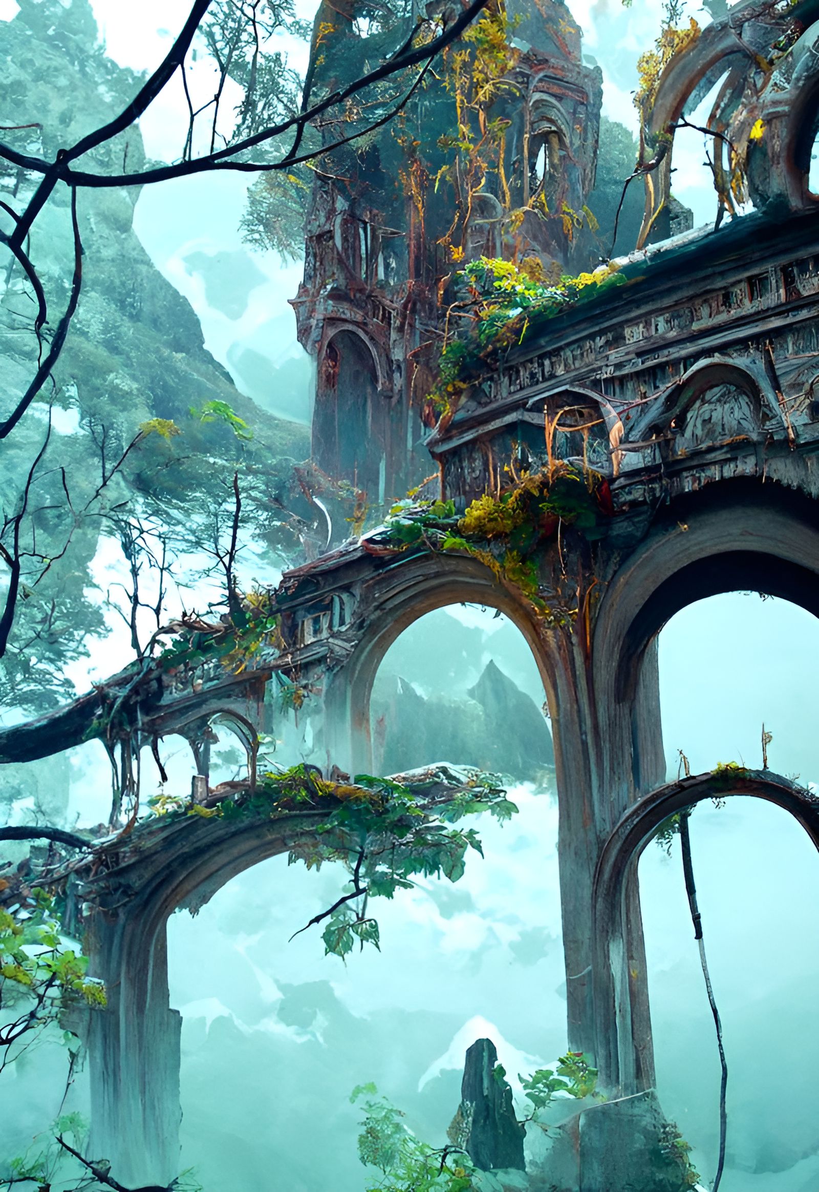 Magical Gateway Matte Painting in Hyperrealism