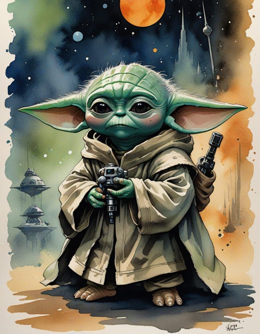 Baby Yoda Meets Studio Ghibli in Whimsical Watercolor Comic ...