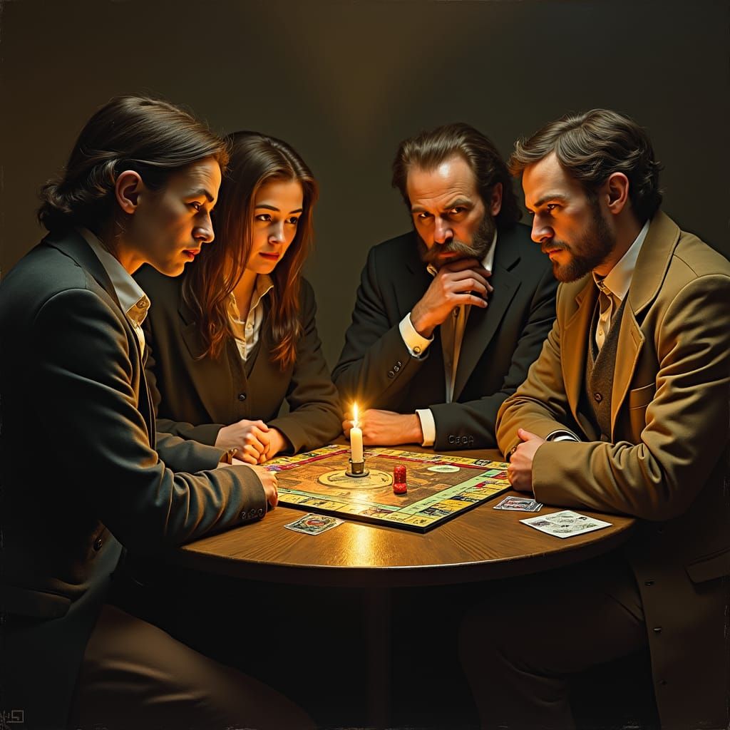 Monopoly Game in the Style of Caravaggio
