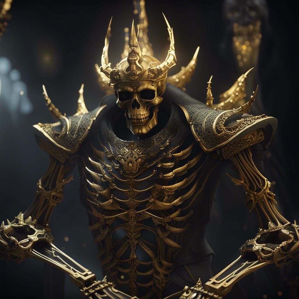Colossal Skeletal King Emerges from Darkness