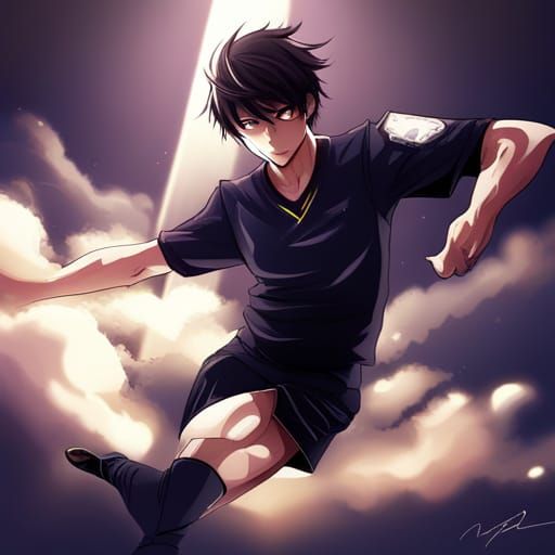 Obsidian Football Player in Anime Style