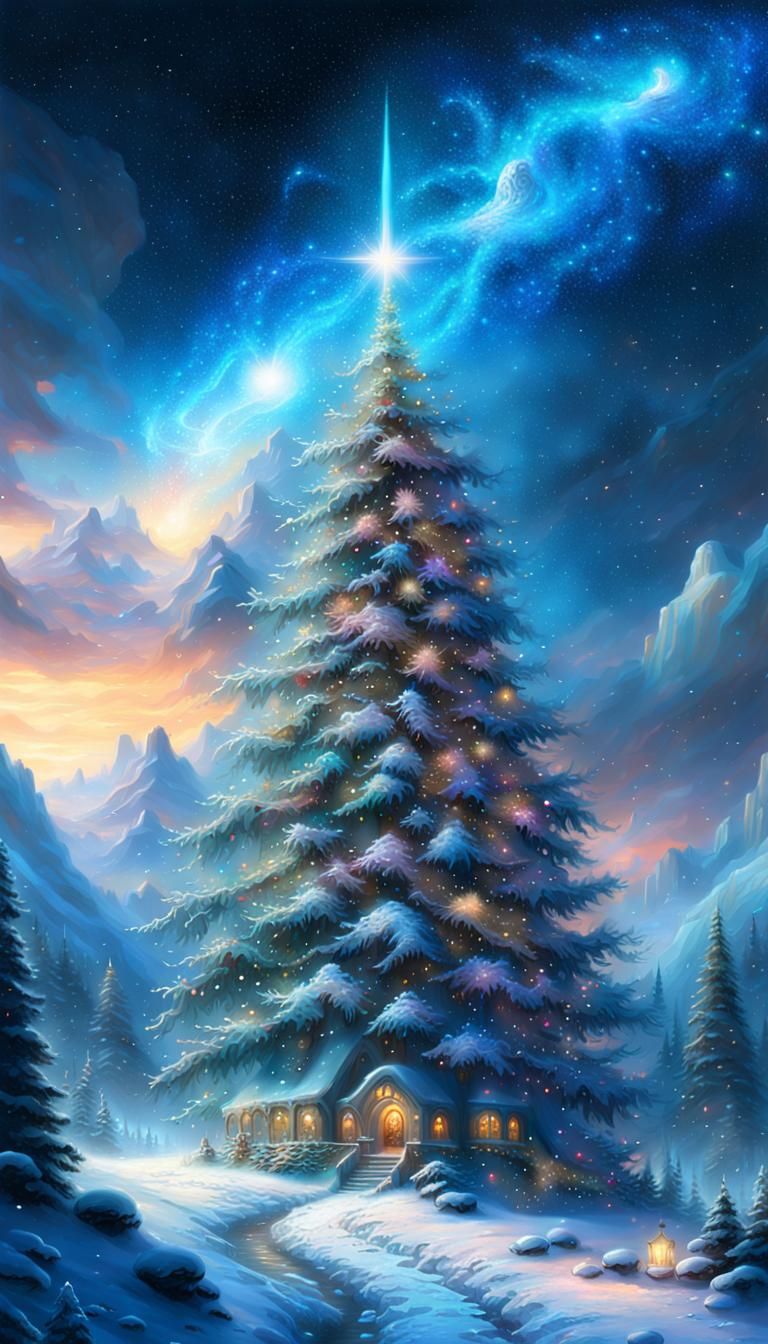 Epic Galaxy Christmas Tree Digital Painting