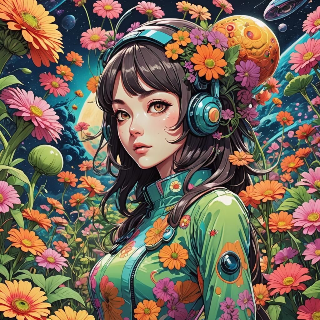 Groovy 60s Alien Girls in Anime Style