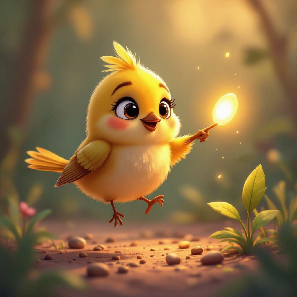 Cheerful Bird and Rabbit in 3D Disney Pixar Style
