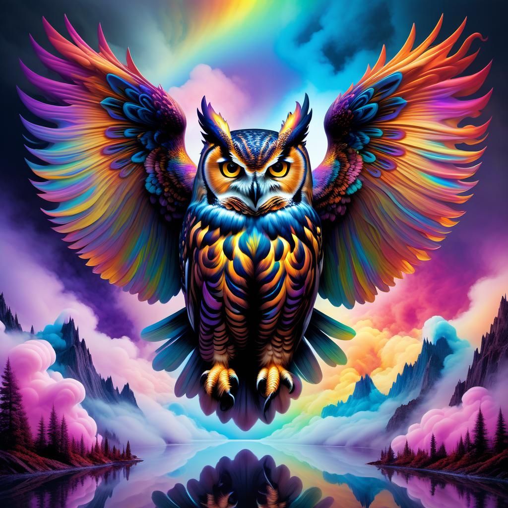 Horned Owl Formed from Vibrating Fluid