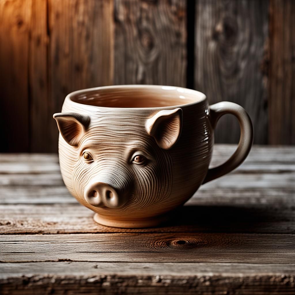 Ceramic Pig Cup Still Life, Traditional Pottery
