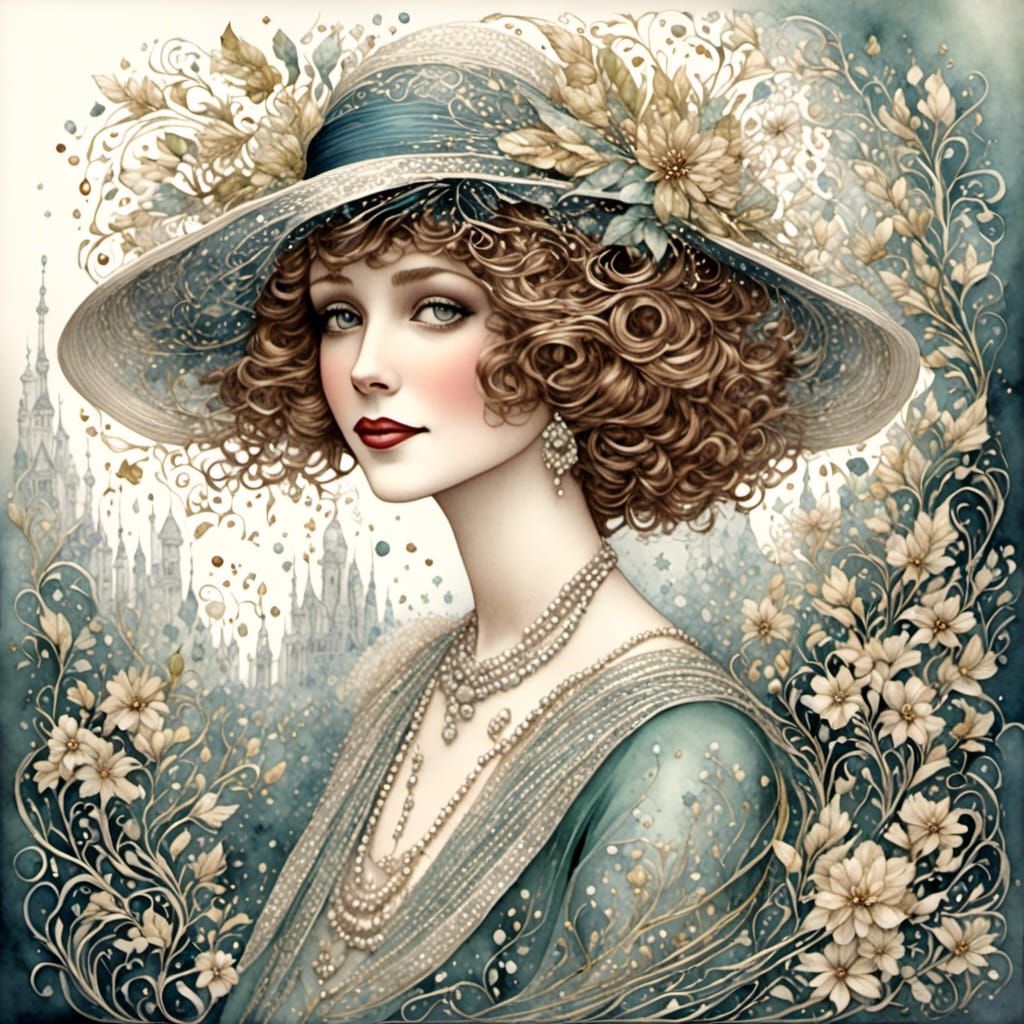 1920s Woman in Elegant Dress