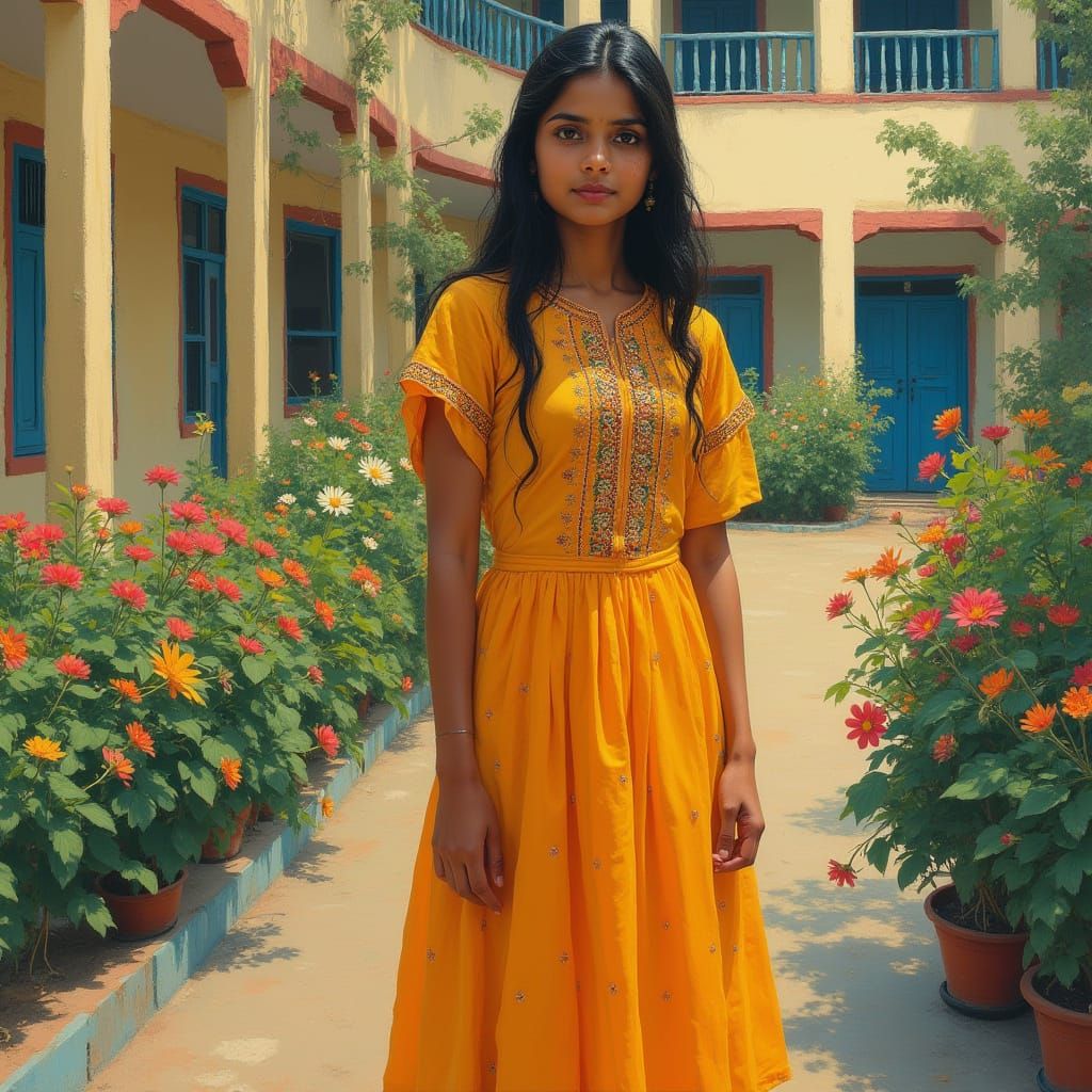Indian Schoolgirl in Traditional Salwar Kameez, Inspired by ...