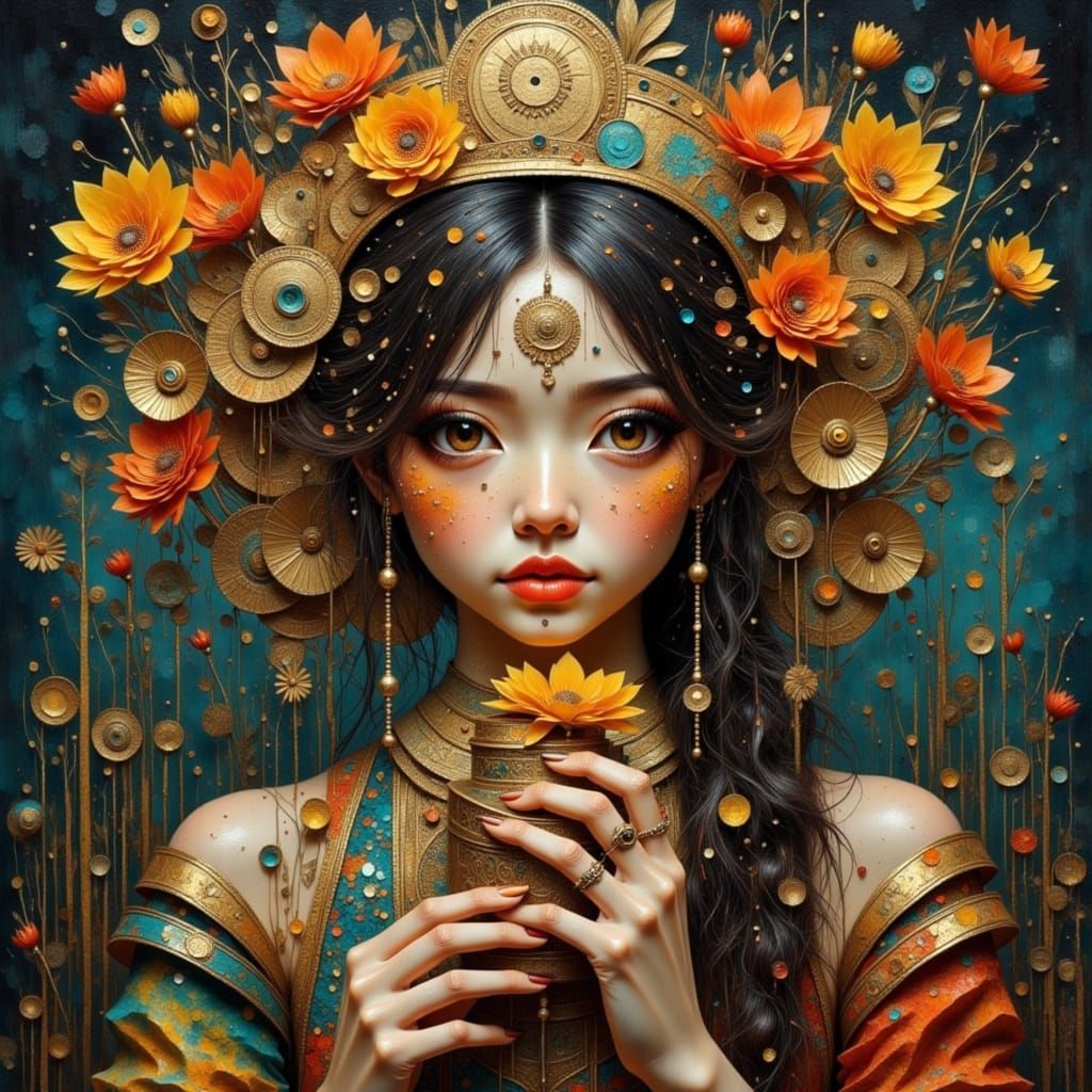 Abstract Digital Art with Pulp Texture and Painterly Magic