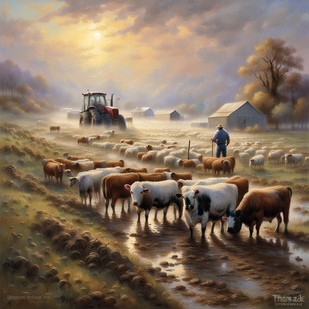 Rustic Farmer in Muddy Field