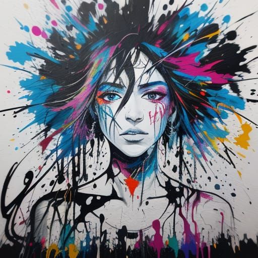 Dynamic Street Art in Melting Oil Gouache Style