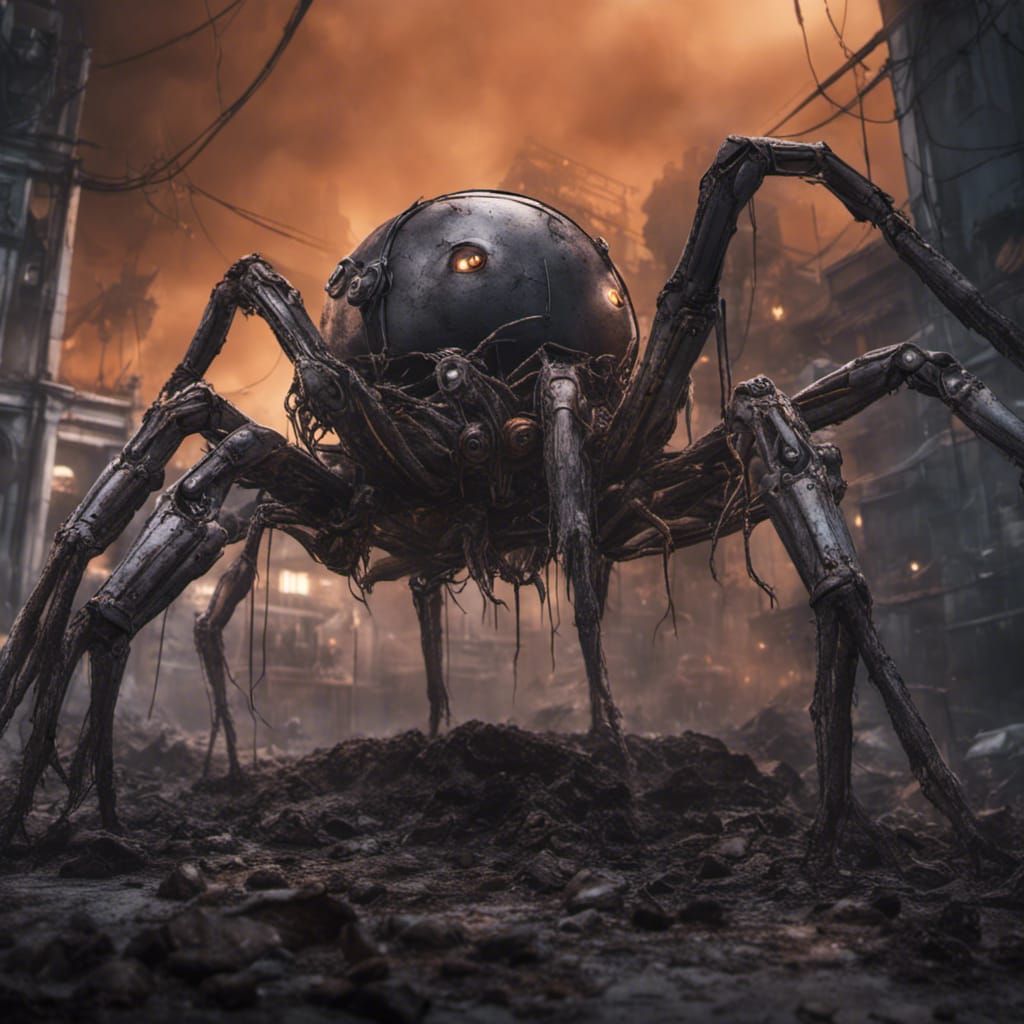 Giant Robotic Spider Invasion in Zombie Lab