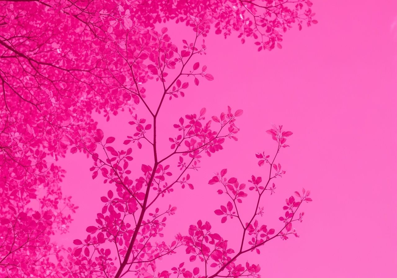 Vibrant Pink Branches in Hyper-Saturated Duotone