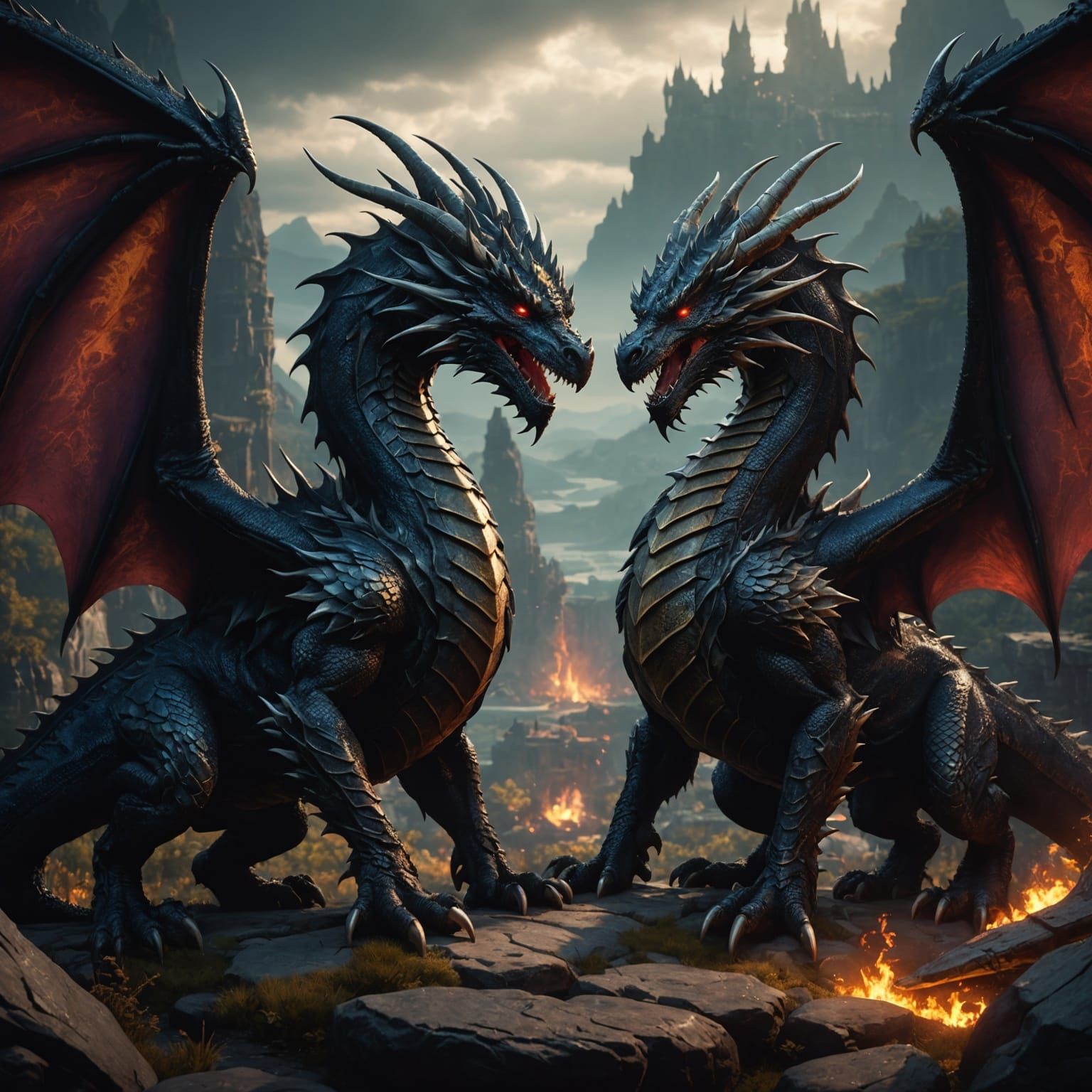 Dragon Love: Light and Dark Fantasy Art