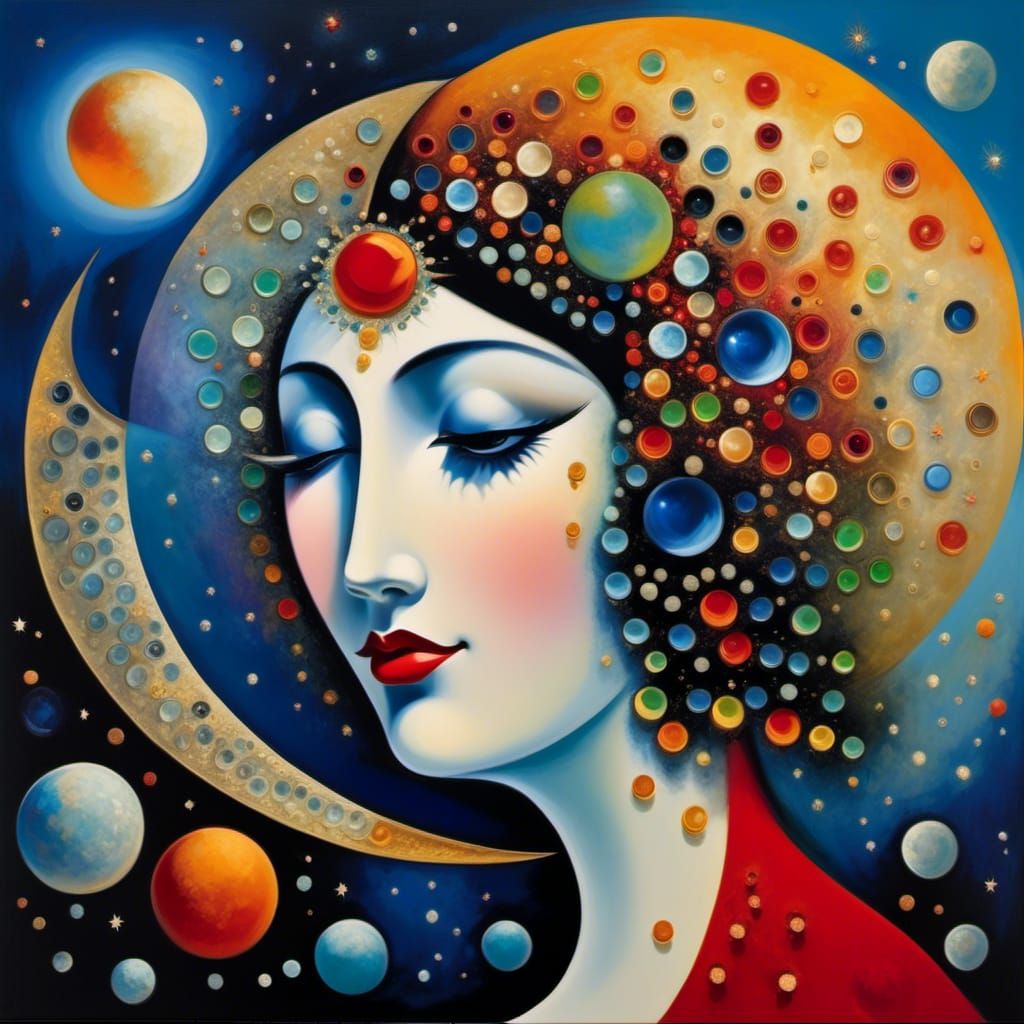 Surreal Moon Face in a Planetary System