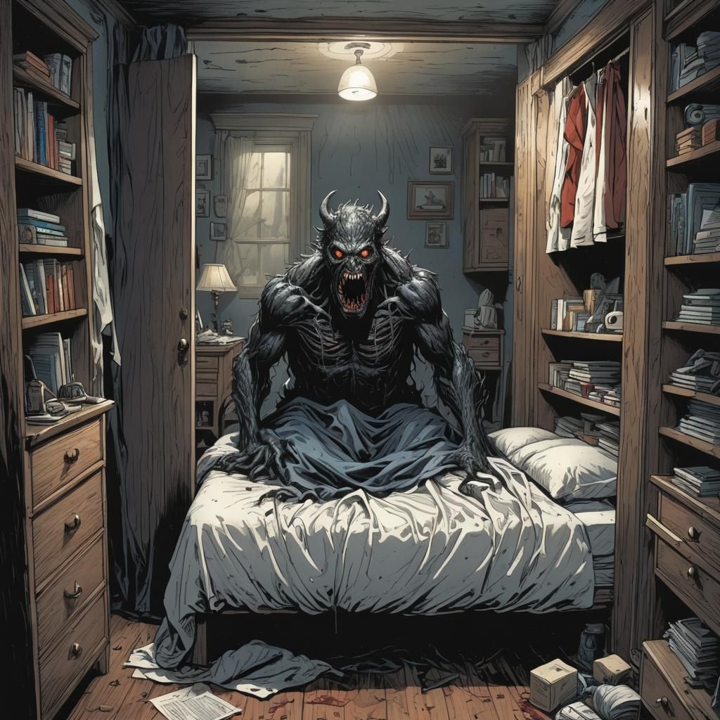 Frightened Person Hiding From Closet Monster