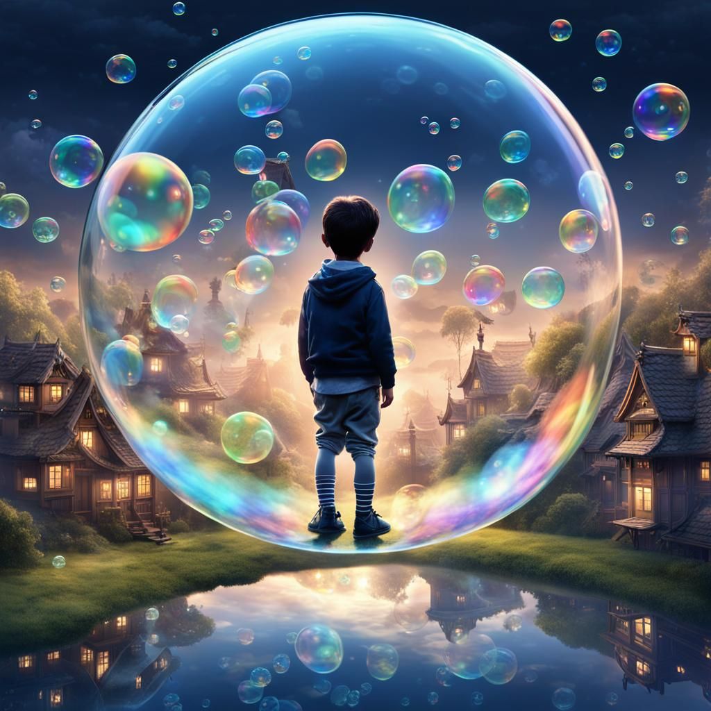 Boy in Bubble: Japanese Fantasy Matte Painting