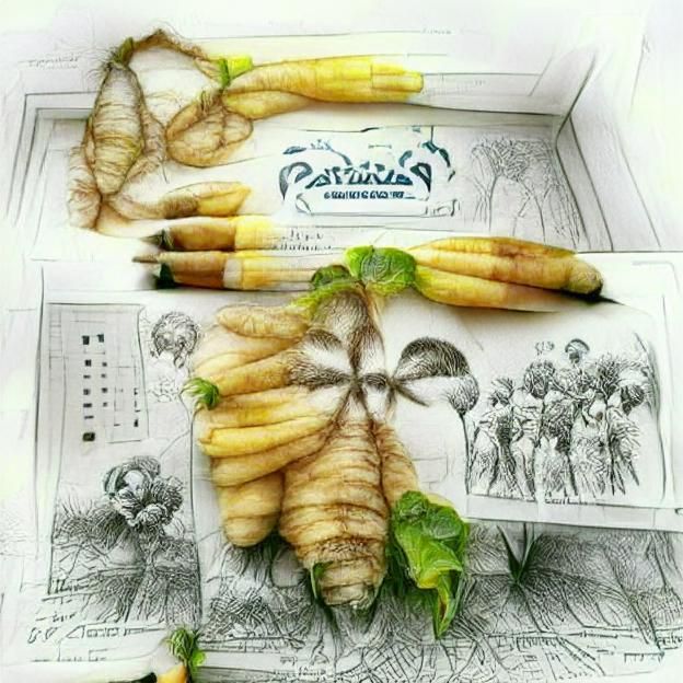 Detailed Pencil Sketch of Parsnips in Paradise