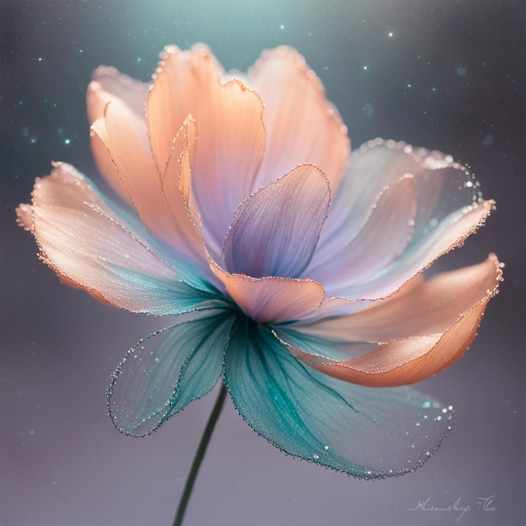 Shimmering Floating Petal in Radiant Light