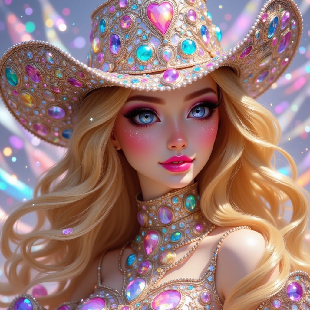 Glamorous Cowboy Barbie in Iridescent Armor