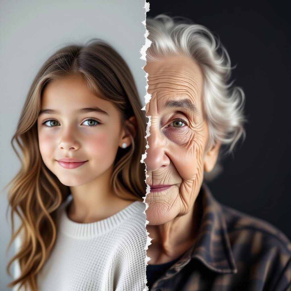 Contrasting Portrait of Youth and Old Age