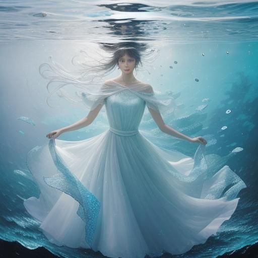 Underwater Surrealism: Woman in Flowing Dress