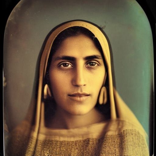 Ancient Iranian Person: Historical Tin-Type Portrait
