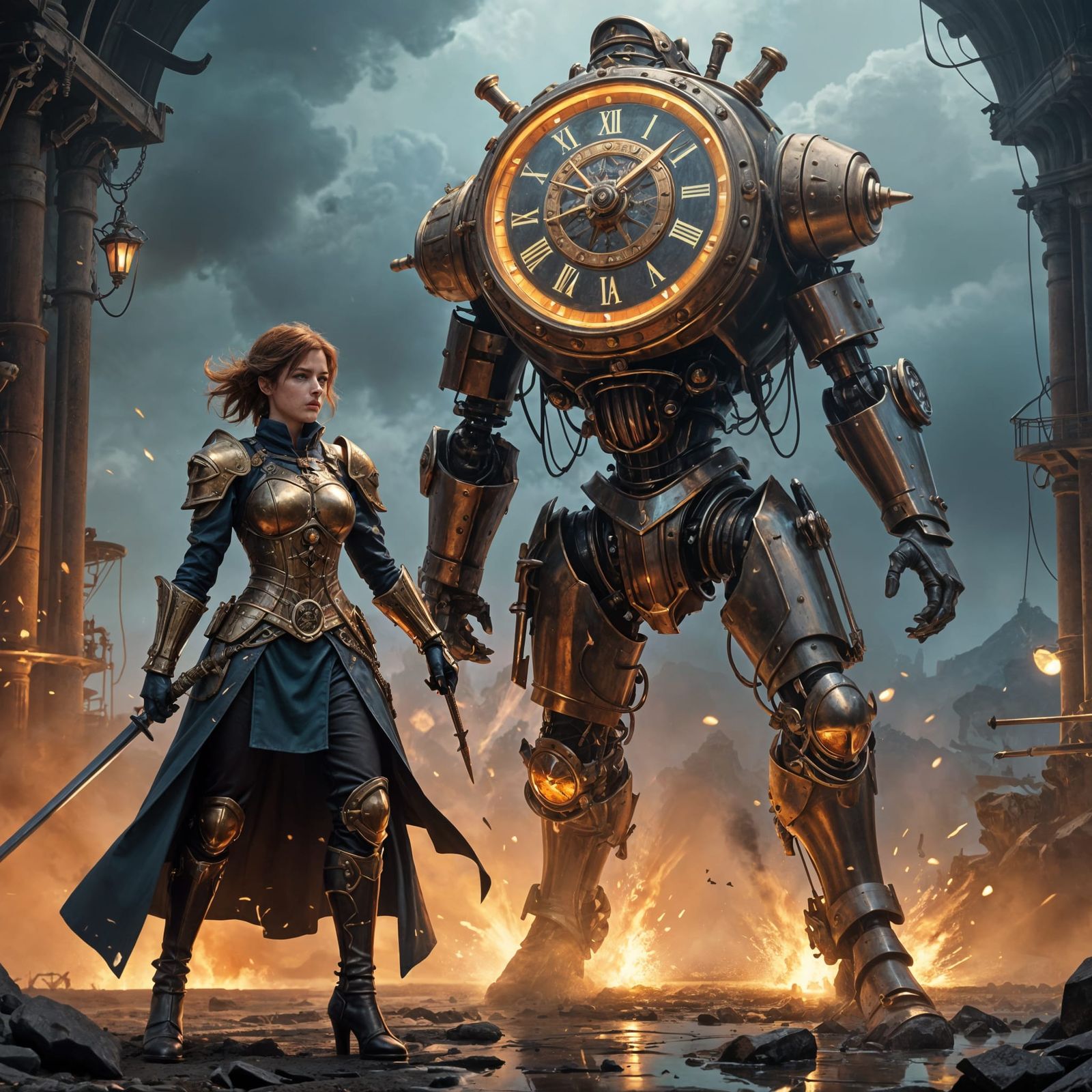 Epic Steampunk Warrior Faces Off in a Clockwork Showdown