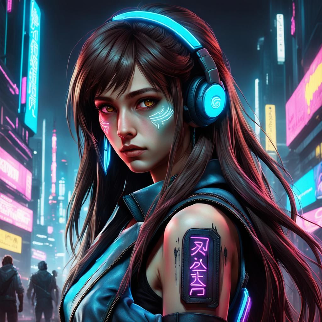 Gamer Fairy in Cyberpunk 2099 Neon Style