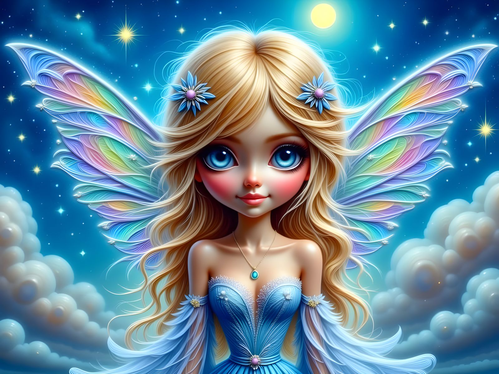 Ethereal Fairy Princess Soars Through Night Sky