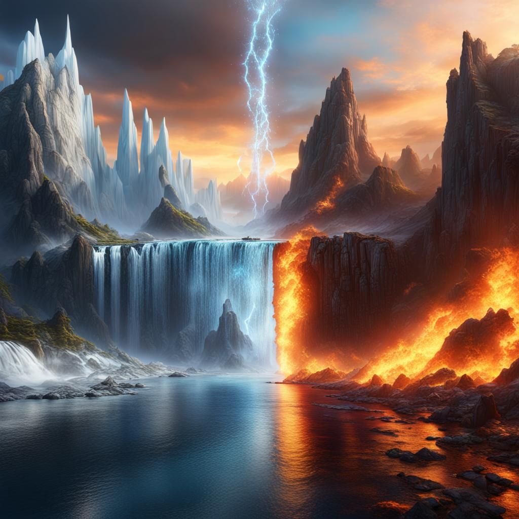 Elemental Convergence: A Detailed Matte Painting