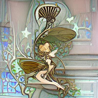 Ethereal Fairy in Art Nouveau Style