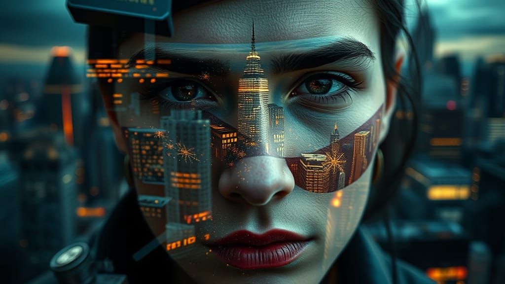 Urban Fusion: Face and Cityscape in Double Exposure