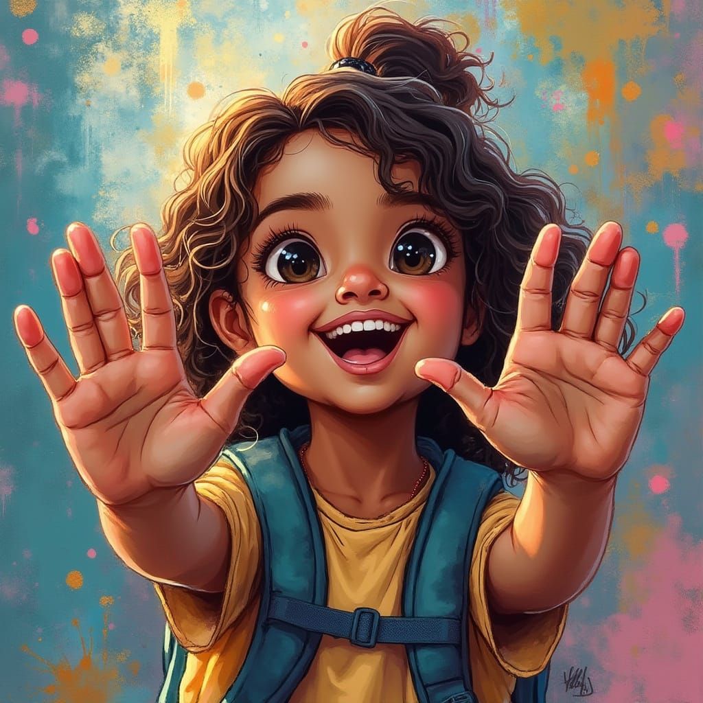 Girl Learning ASL Sign "I Love You"