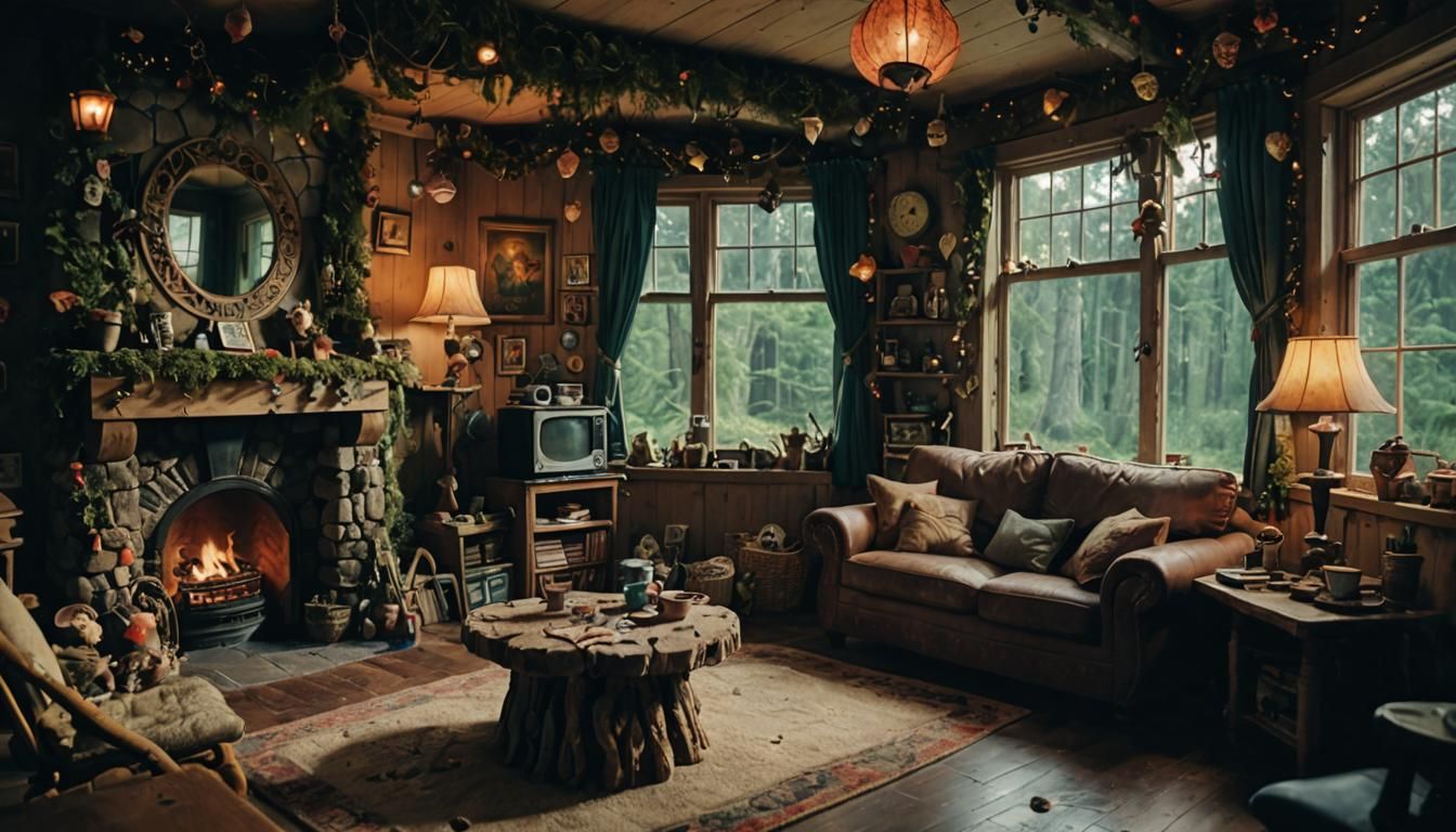 Cinematic Fairy House Living Room Interior