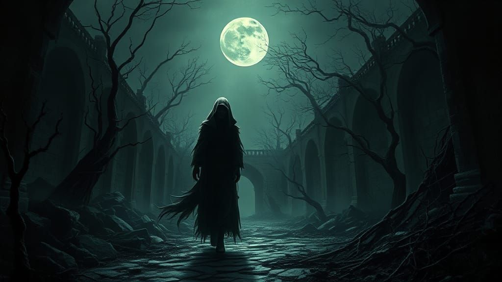 Eerie Somnambulism Scene in Dark Fantasy Style