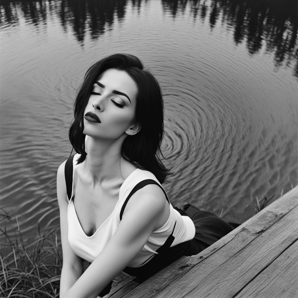 Woman in Bauhaus Landscape with Lichtenstein Elements