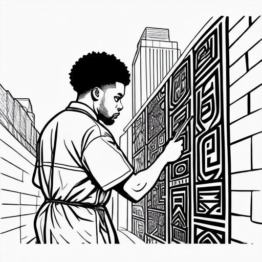 Coloring Page of Man Painting Mural