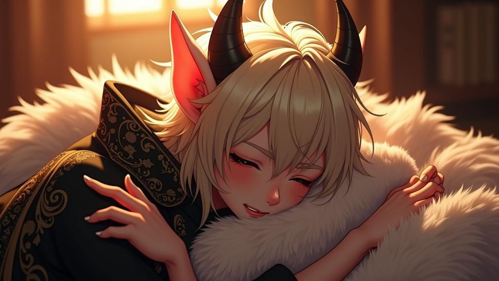 Warmly Lit Male Devil Creature in Anime Style