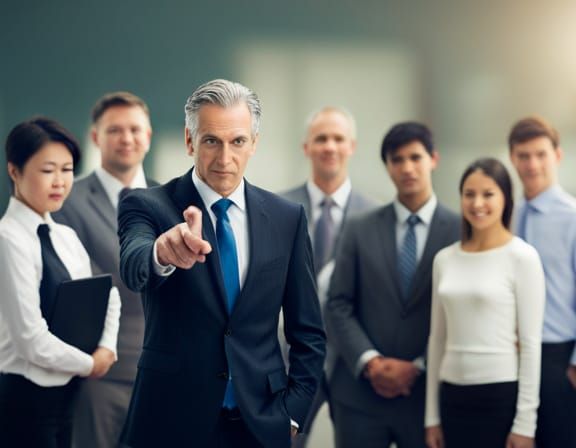 Boss Instructing Workers in Professional Photography