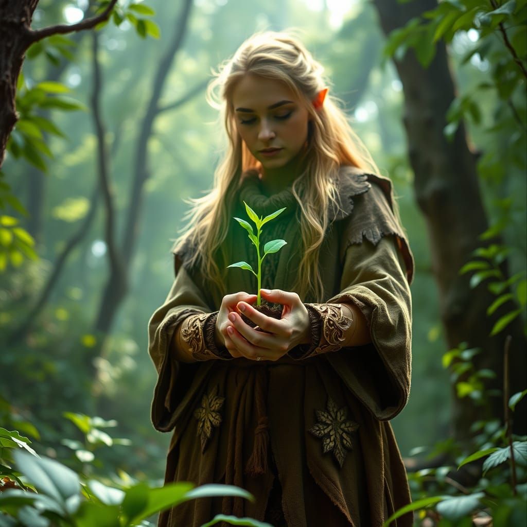 Earth Goddess in Ancient Forest Sanctuary