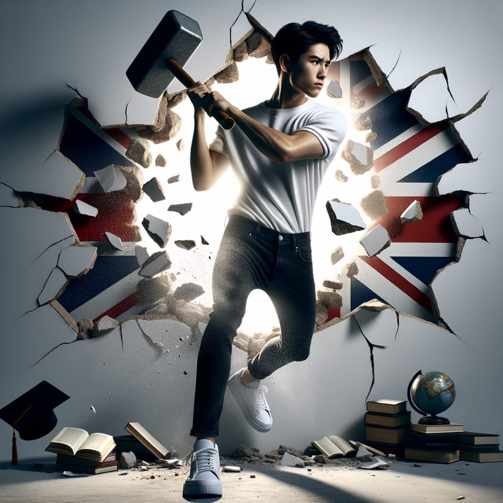 Confident Asian Youth Breaks Down Barriers with Determinatio...