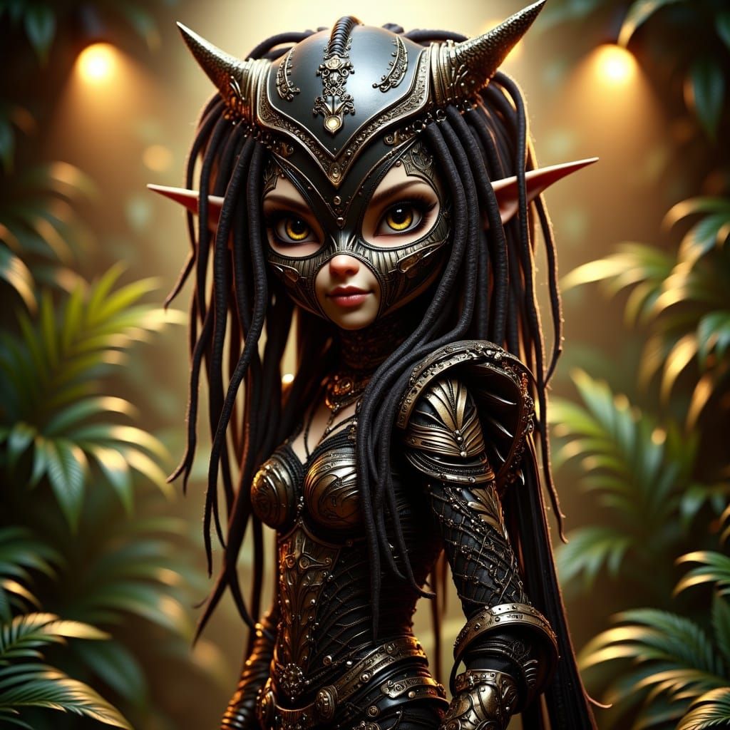 The Predator in Elegant Black-and-Gold Costume