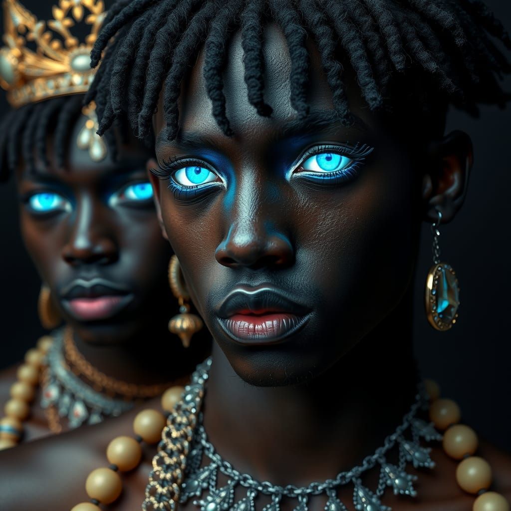 Bioluminescent Eye Makeup on Dark Skinned Models