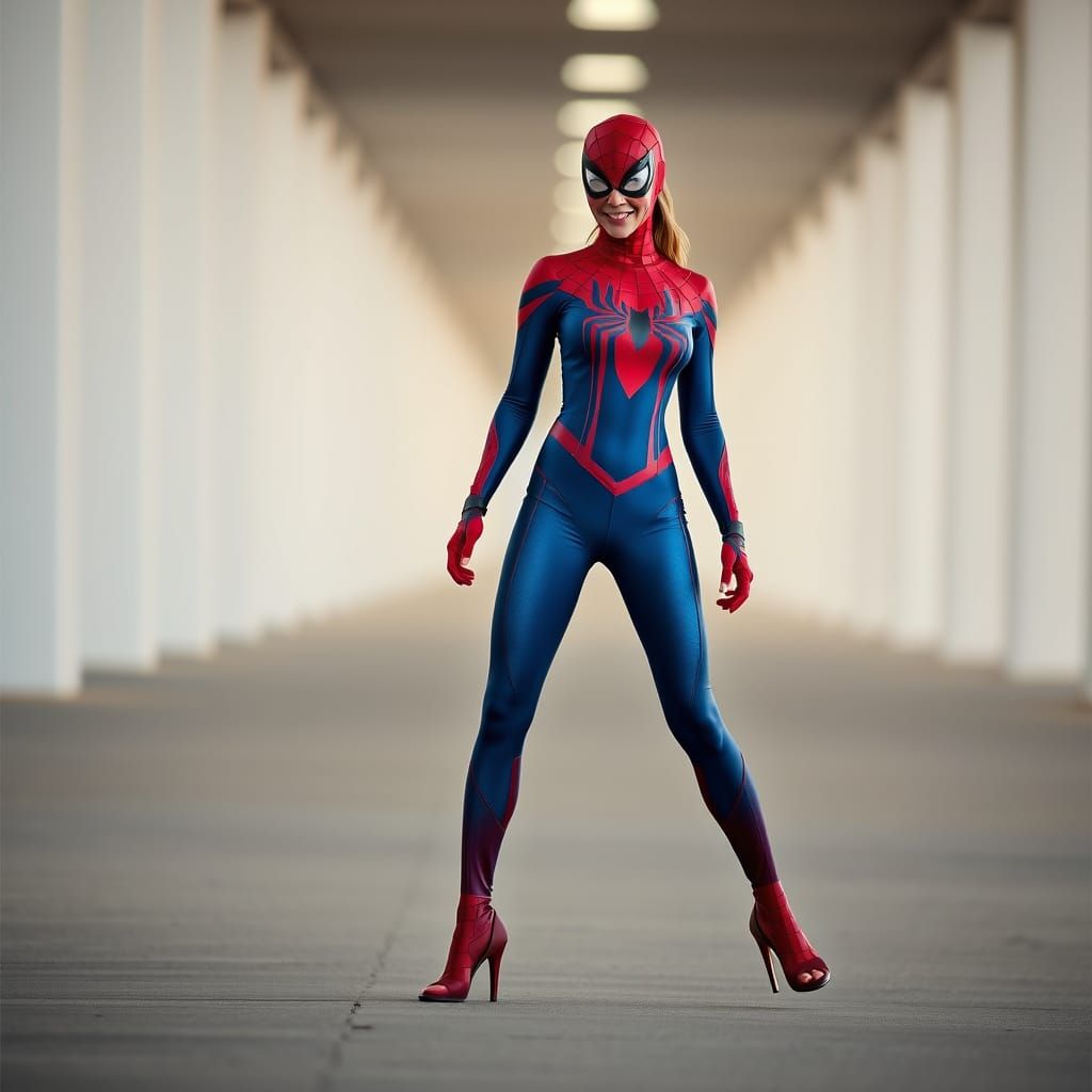 Spider-Woman in Glamorous Studio Portrait