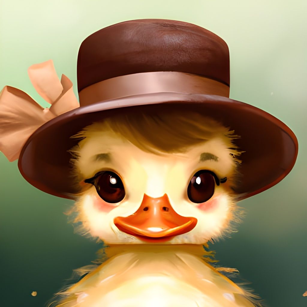 Charming Chibi Duck Portrait with Fedora Hat
