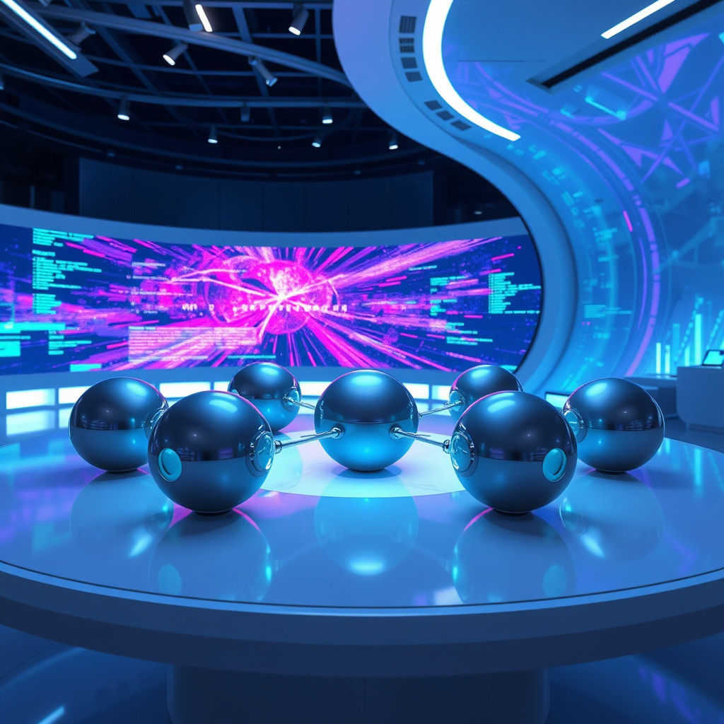 Futuristic AI Collaboration in High-Tech Laboratory