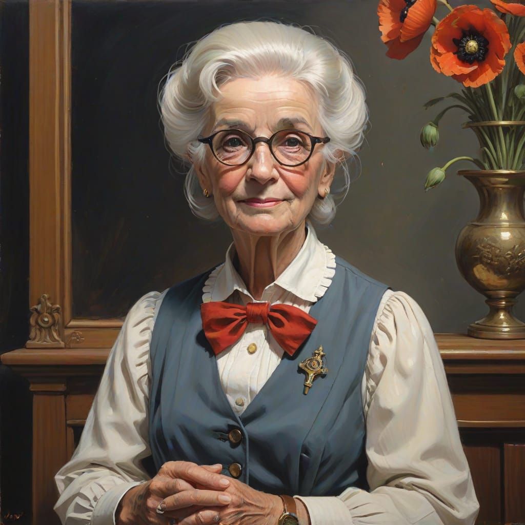 Professor Dolly Poppy in Oil Painting Style